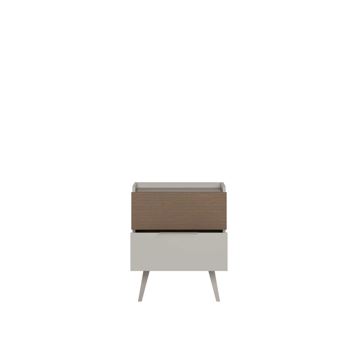 Hanah Home Mesita de Noche Milano Visón, 2 Cajones y Estanterías, Fabricada en Tablero de Partículas Recubierto de Melamina